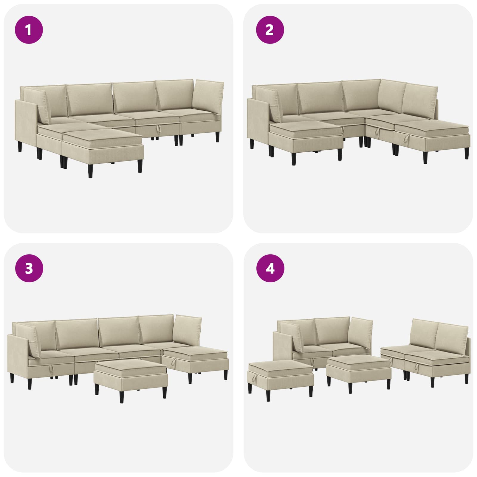 vidaXL Zestaw mebli do salonu 6 pcs piaskowy tkanina