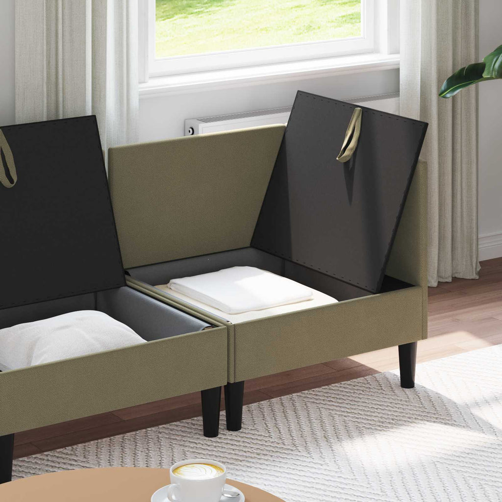 vidaXL Zestaw mebli do salonu 3 pcs Khaki tkanina