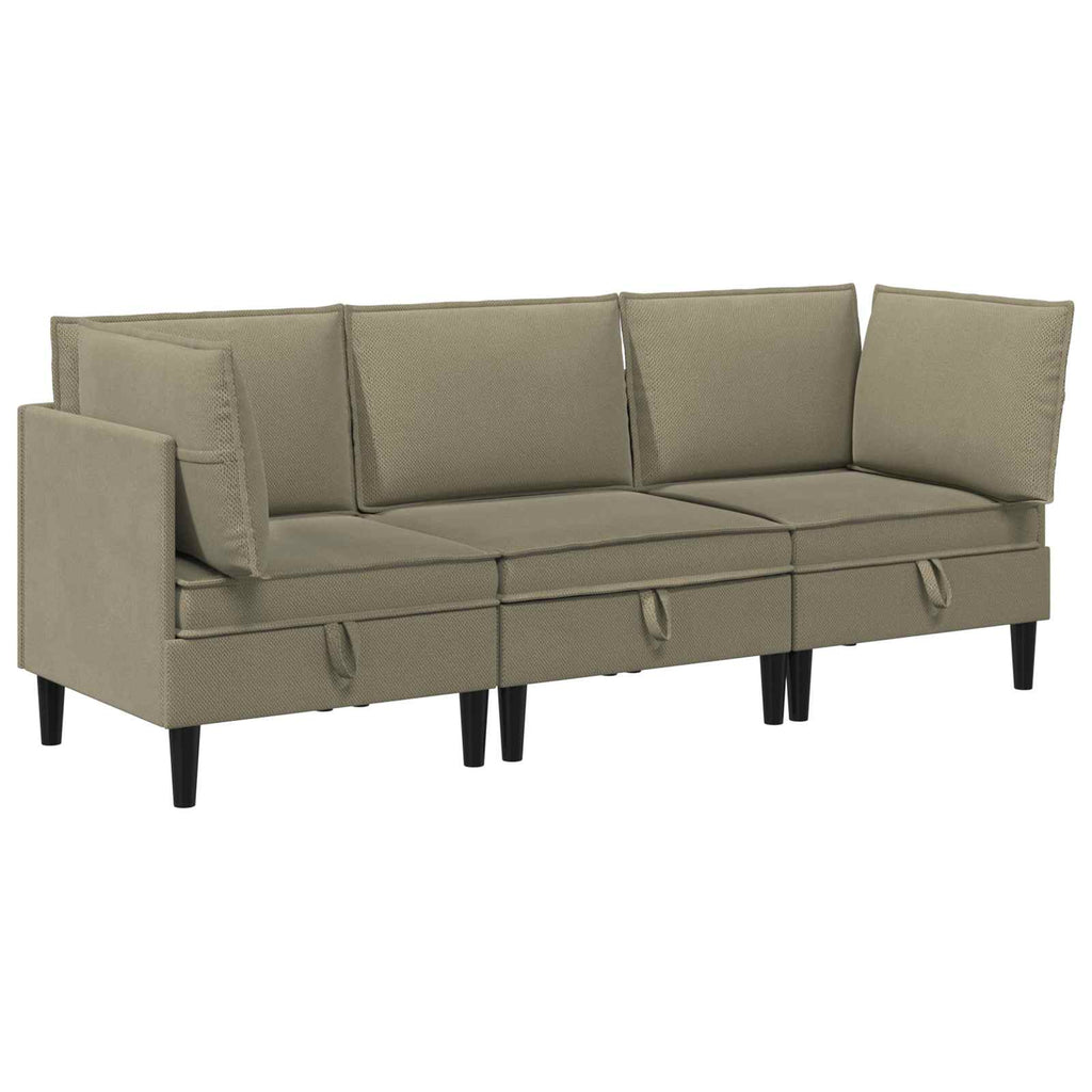 vidaXL Zestaw mebli do salonu 3 pcs Khaki tkanina