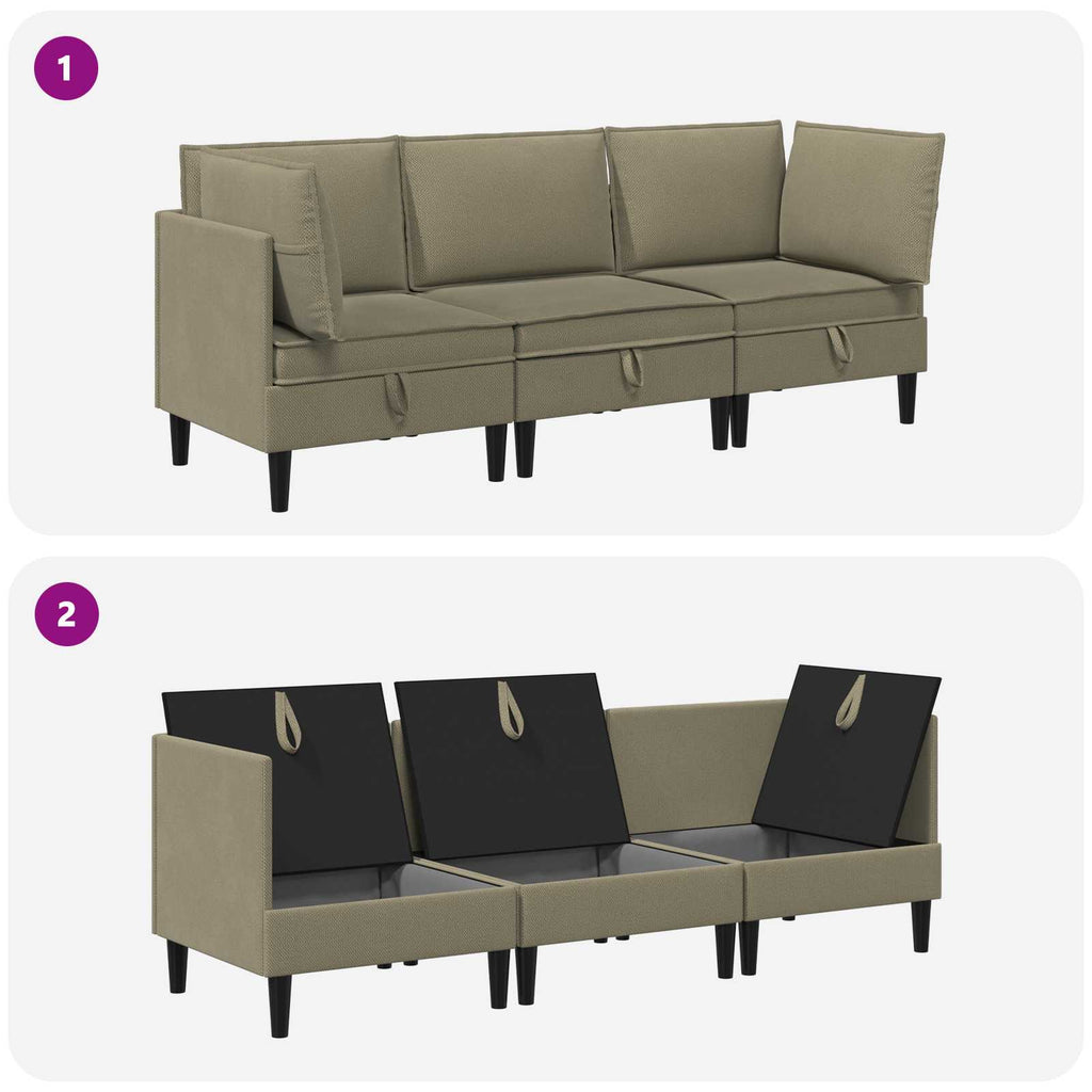 vidaXL Zestaw mebli do salonu 3 pcs Khaki tkanina