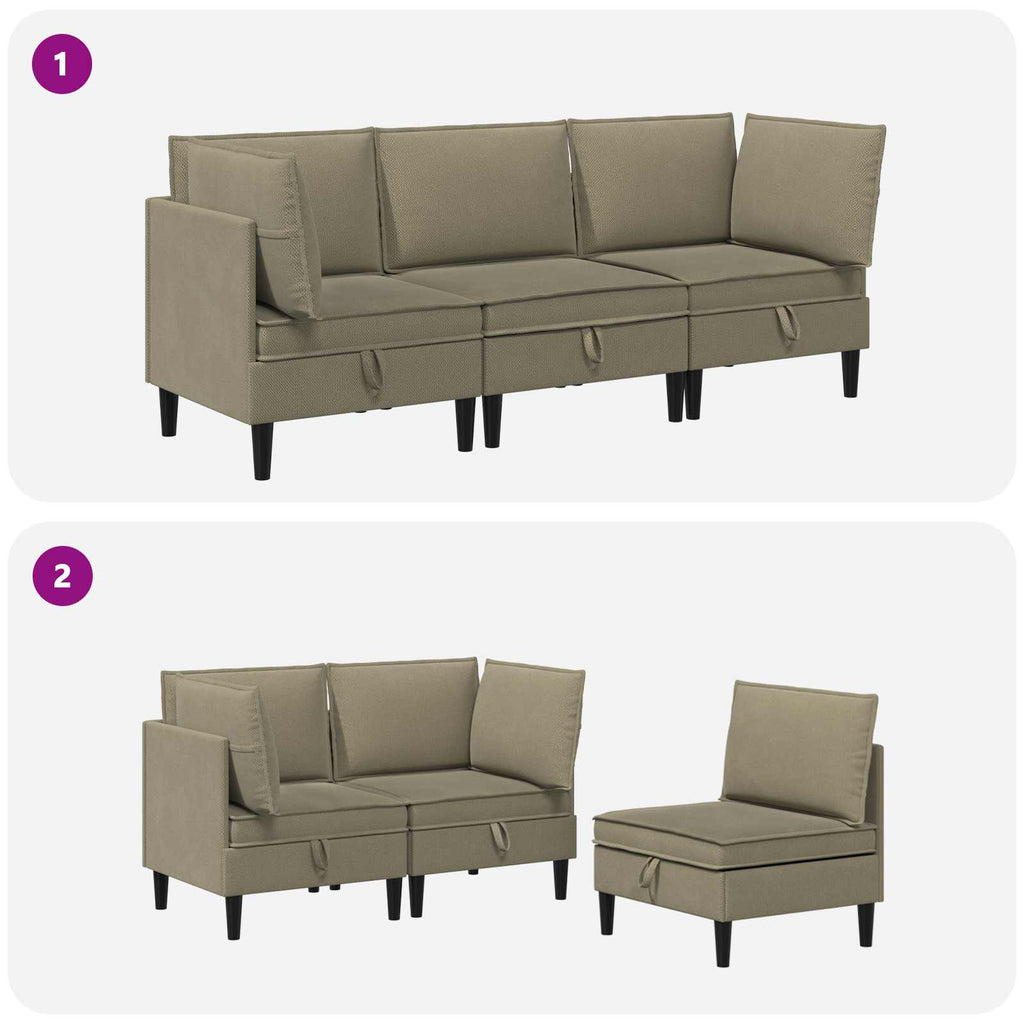 vidaXL Zestaw mebli do salonu 3 pcs Khaki tkanina