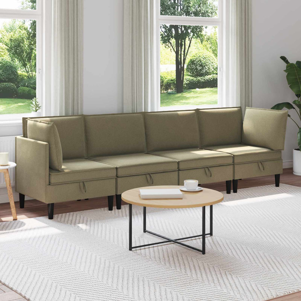 vidaXL Zestaw mebli do salonu 4 pcs Khaki tkanina