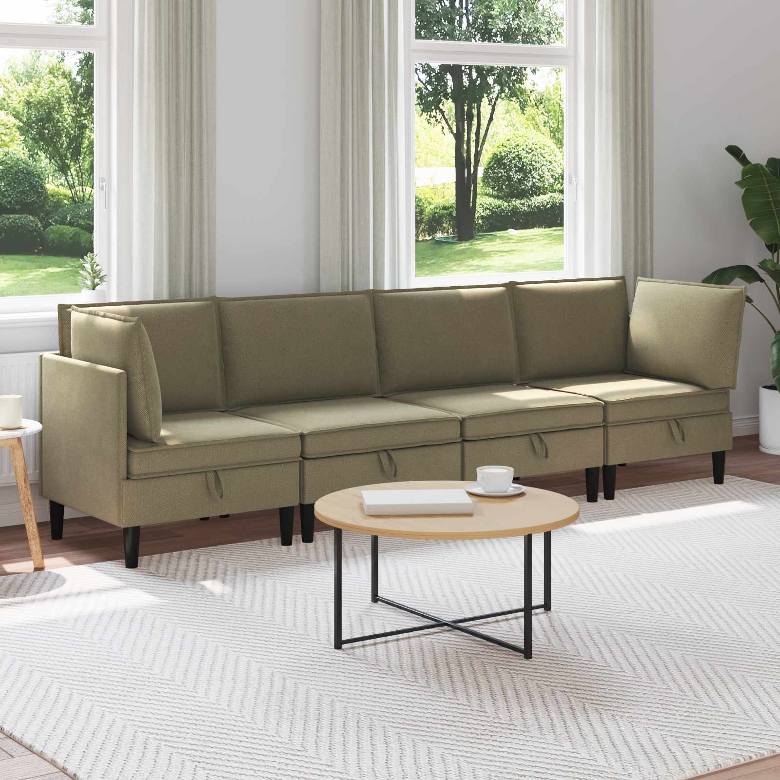 vidaXL Zestaw mebli do salonu 4 pcs Khaki tkanina