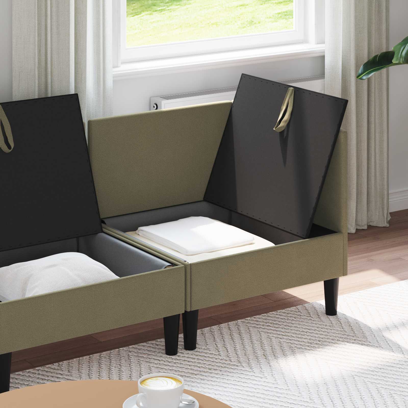 vidaXL Zestaw mebli do salonu 4 pcs Khaki tkanina