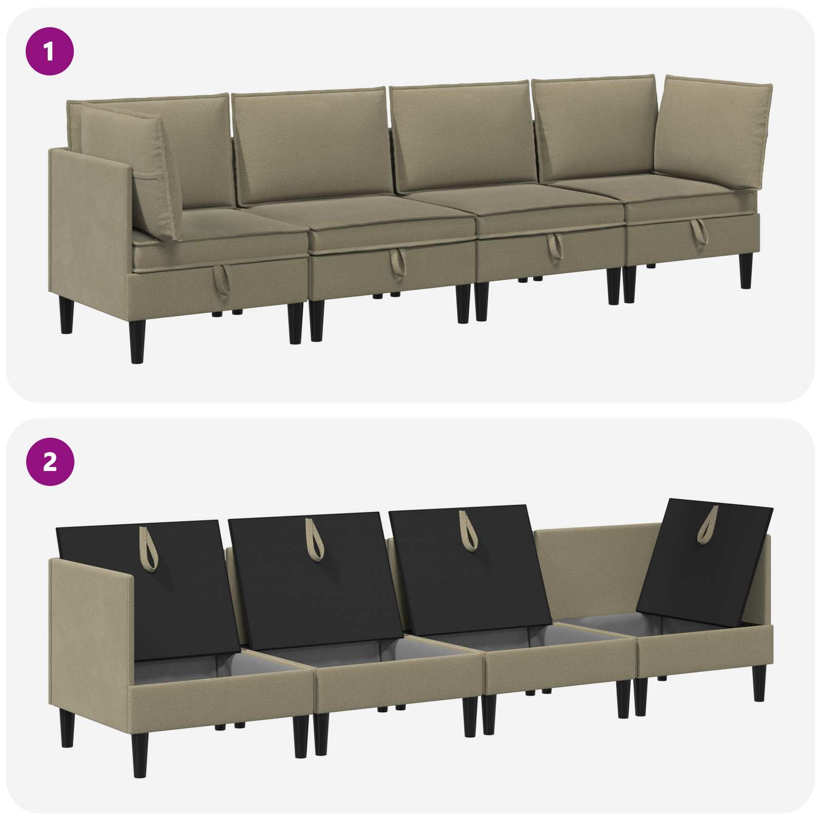 vidaXL Zestaw mebli do salonu 4 pcs Khaki tkanina