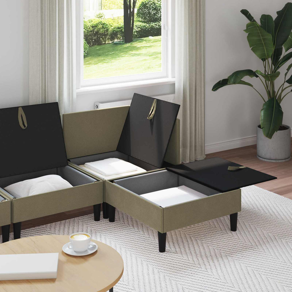 vidaXL Zestaw mebli do salonu 4 pcs Khaki tkanina