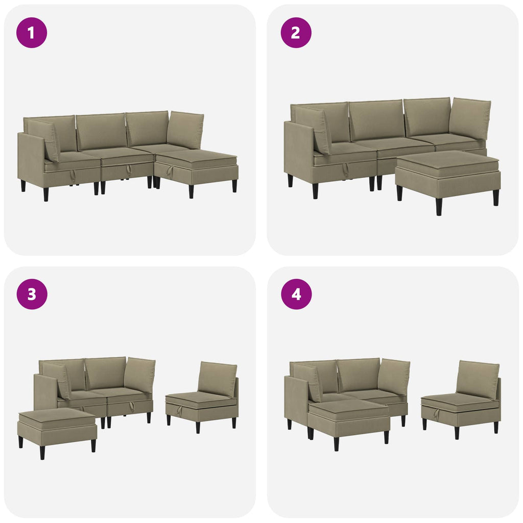 vidaXL Zestaw mebli do salonu 4 pcs Khaki tkanina