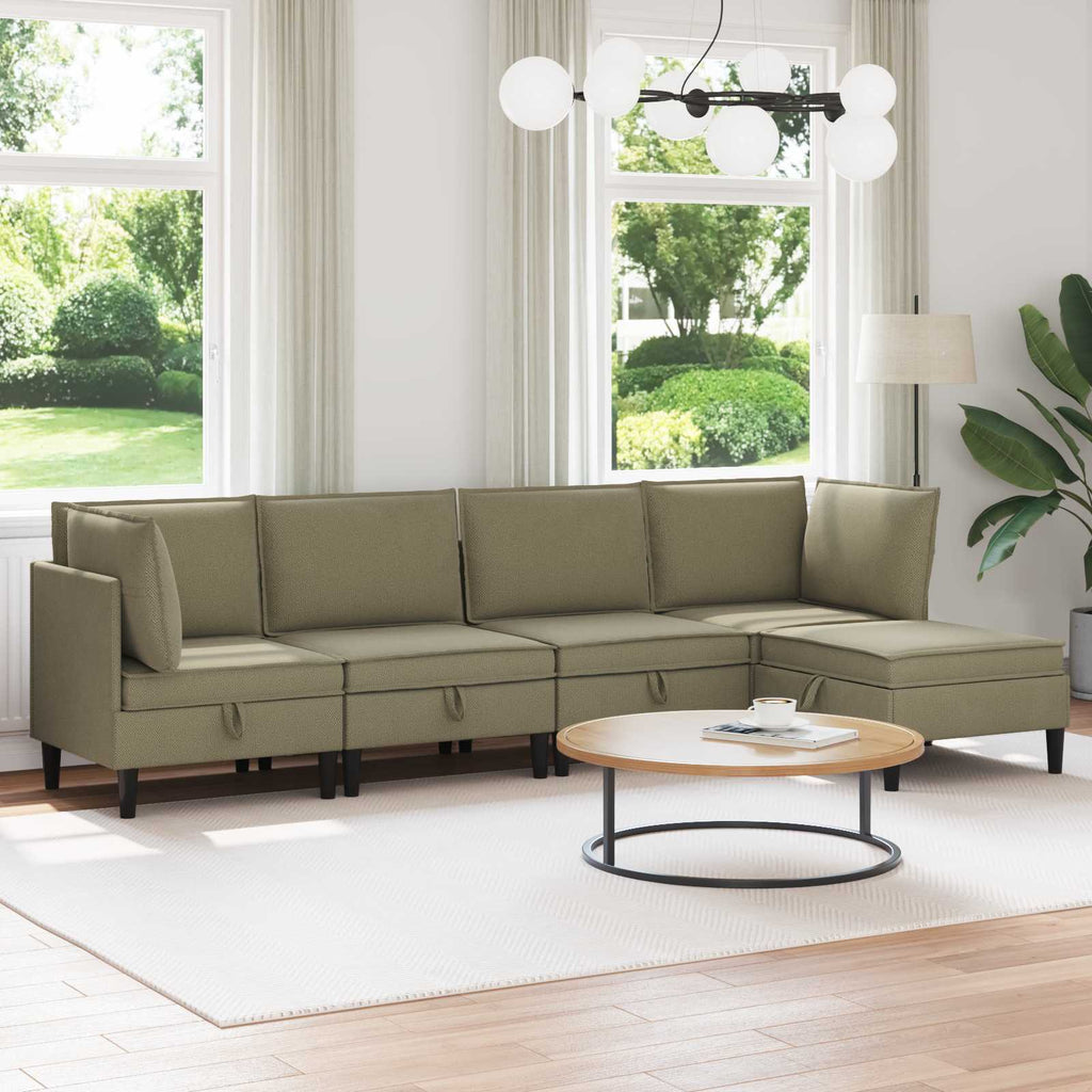 vidaXL Zestaw mebli do salonu 5 pcs Khaki tkanina