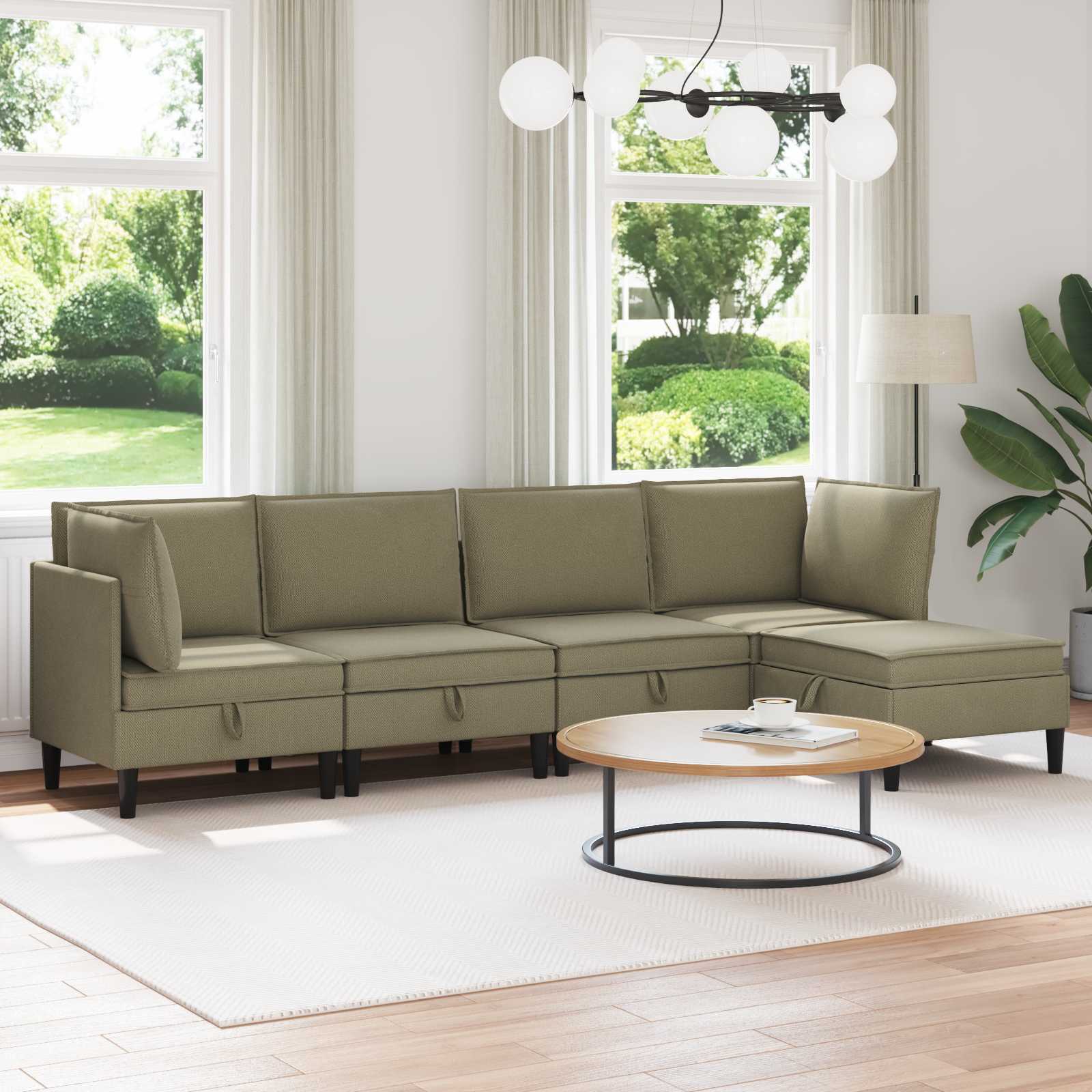 vidaXL Zestaw mebli do salonu 5 pcs Khaki tkanina
