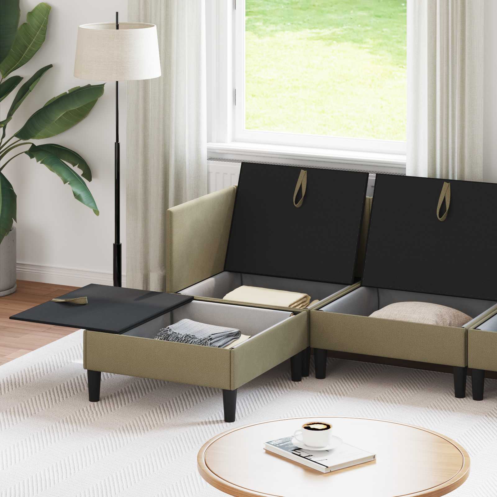 vidaXL Zestaw mebli do salonu 5 pcs Khaki tkanina
