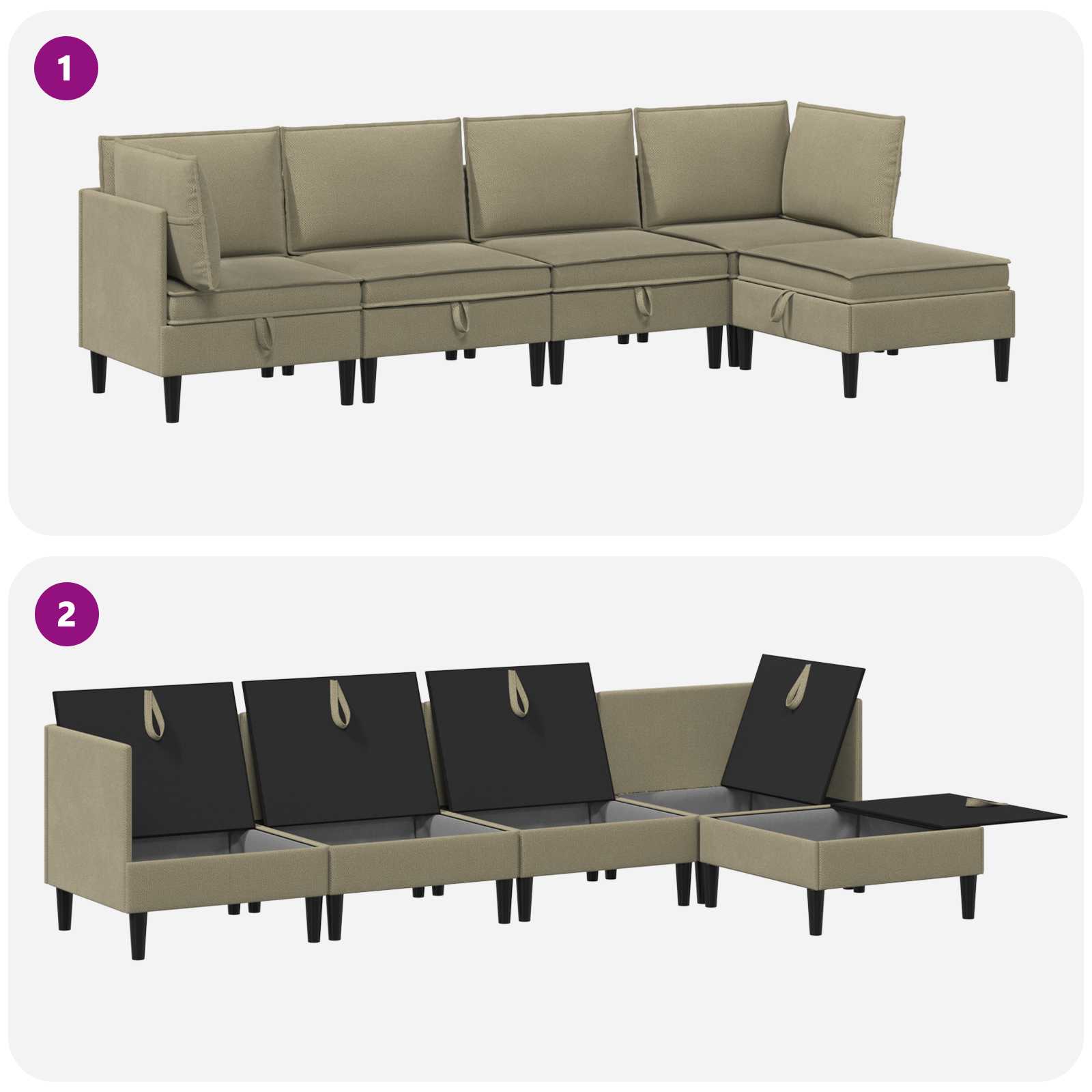 vidaXL Zestaw mebli do salonu 5 pcs Khaki tkanina