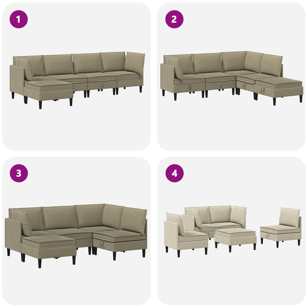 vidaXL Zestaw mebli do salonu 5 pcs Khaki tkanina