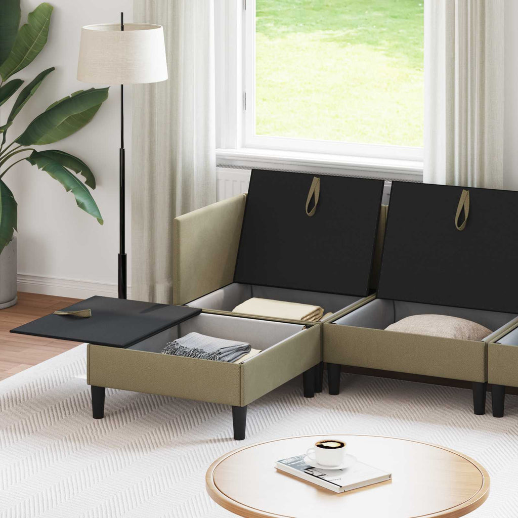 vidaXL Zestaw mebli do salonu 6 pcs Khaki tkanina