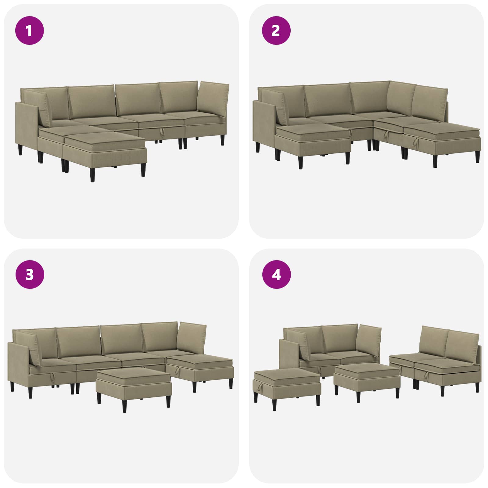 vidaXL Zestaw mebli do salonu 6 pcs Khaki tkanina