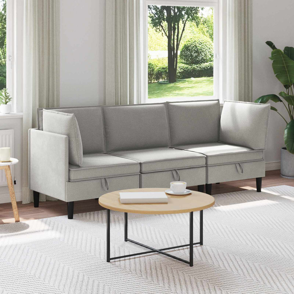 vidaXL Zestaw mebli do salonu 3 pcs jasnoszary tkanina