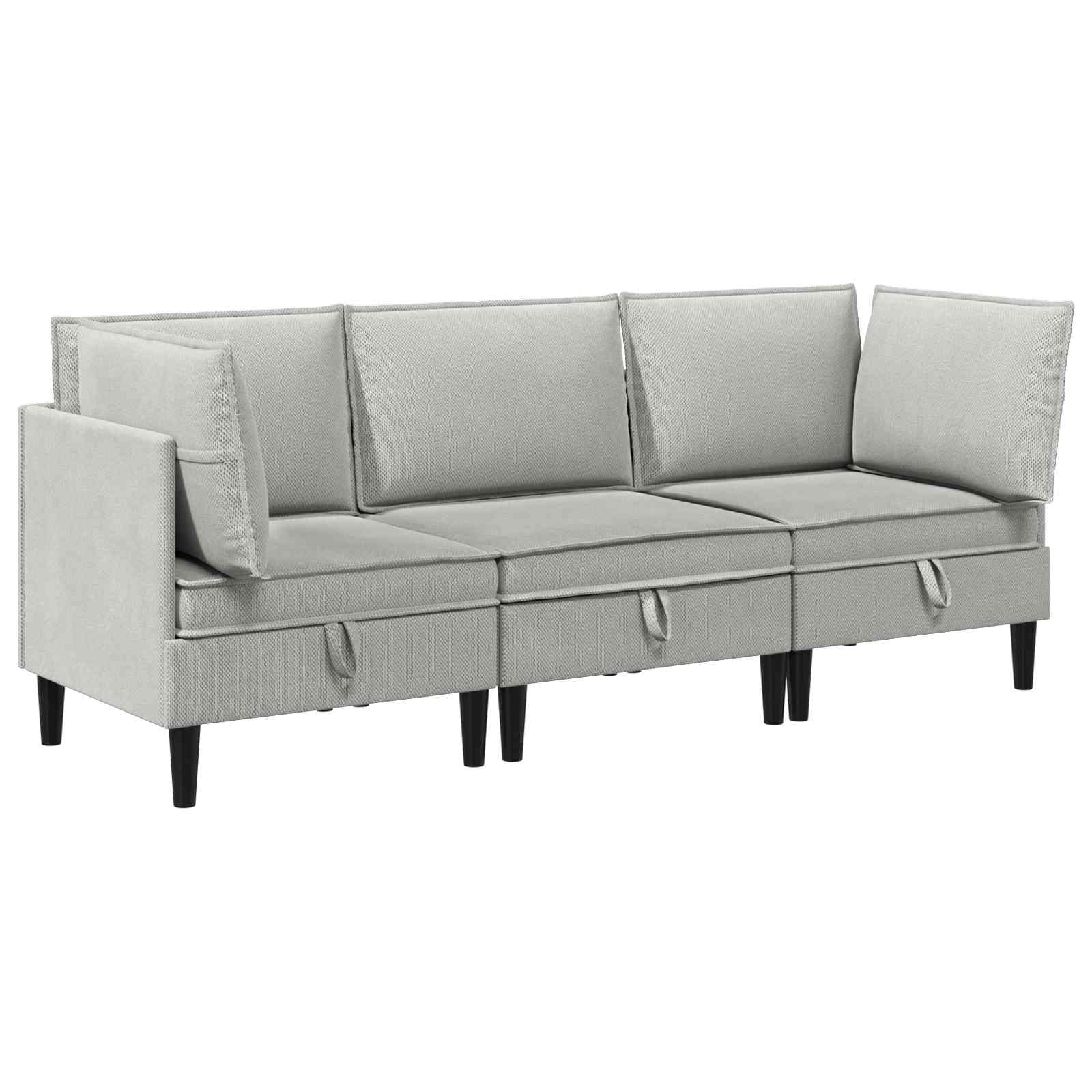 vidaXL Zestaw mebli do salonu 3 pcs jasnoszary tkanina