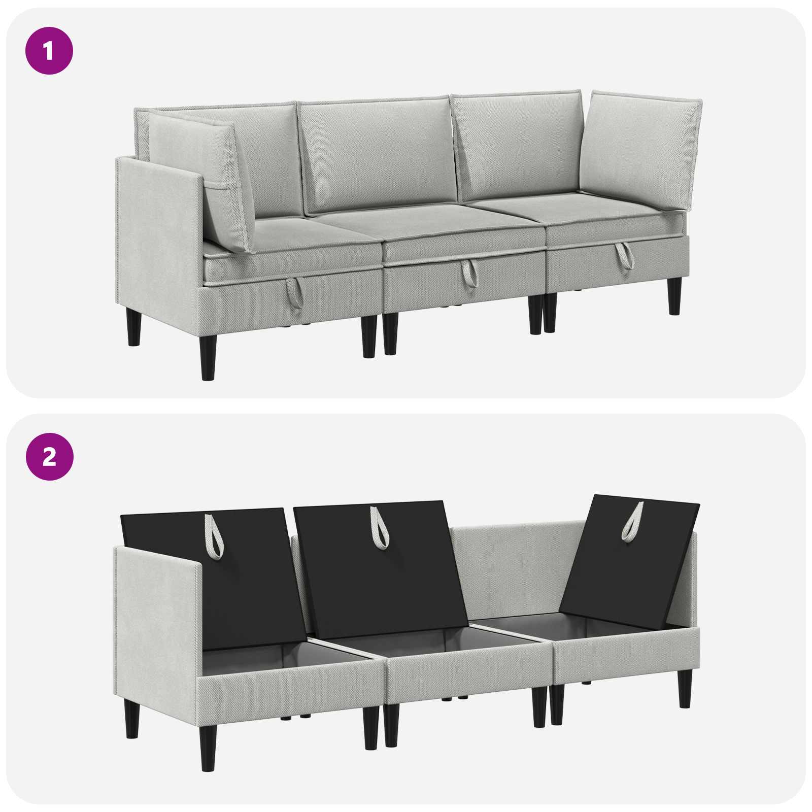 vidaXL Zestaw mebli do salonu 3 pcs jasnoszary tkanina
