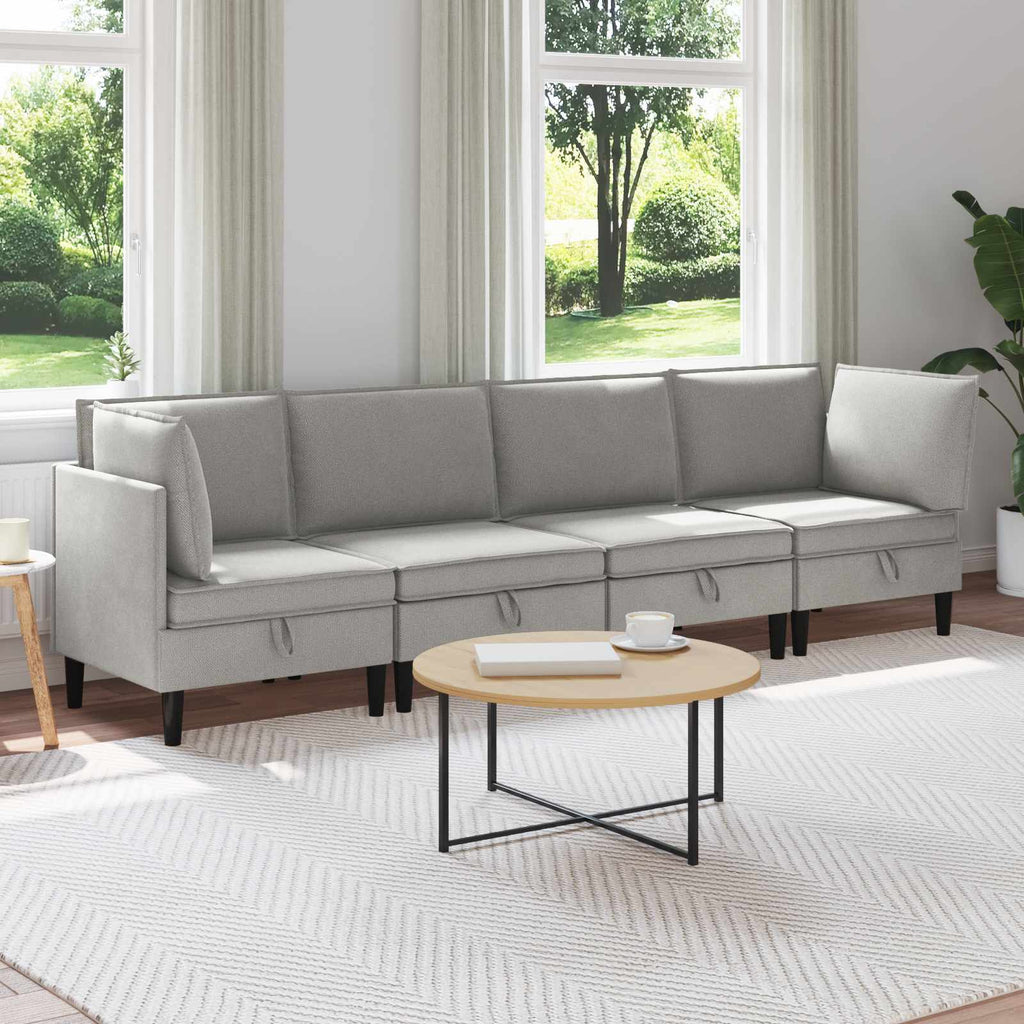 vidaXL Zestaw mebli do salonu 4 pcs jasnoszary tkanina
