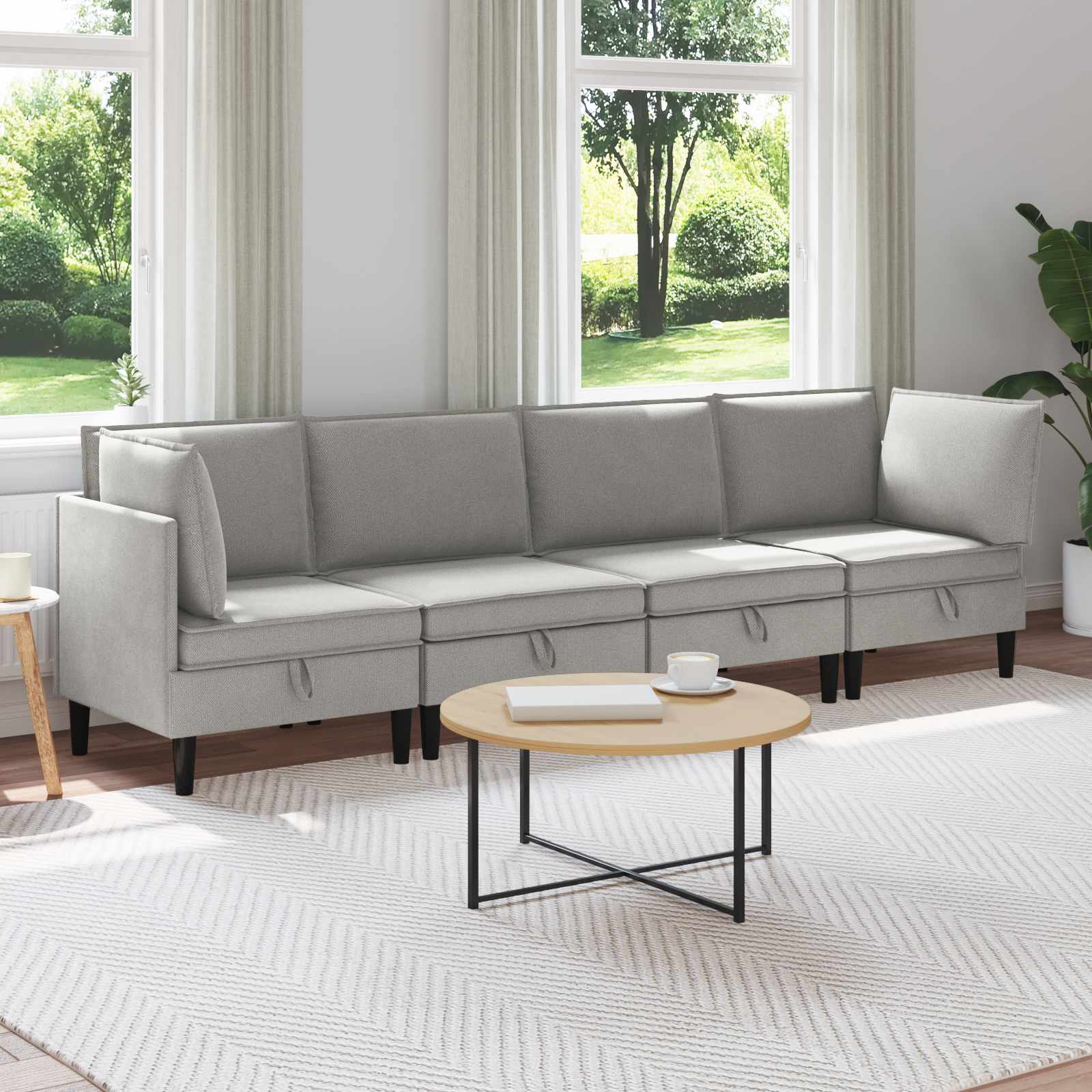 vidaXL Zestaw mebli do salonu 4 pcs jasnoszary tkanina