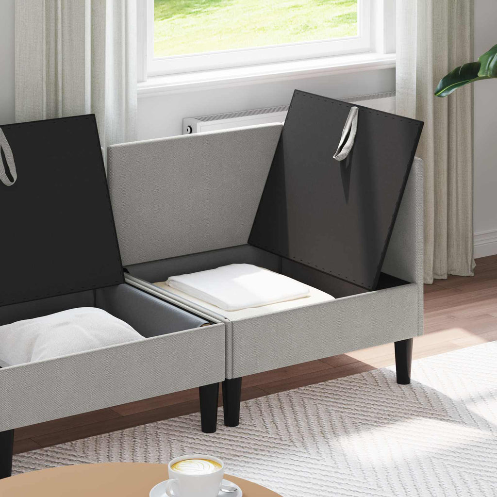 vidaXL Zestaw mebli do salonu 4 pcs jasnoszary tkanina