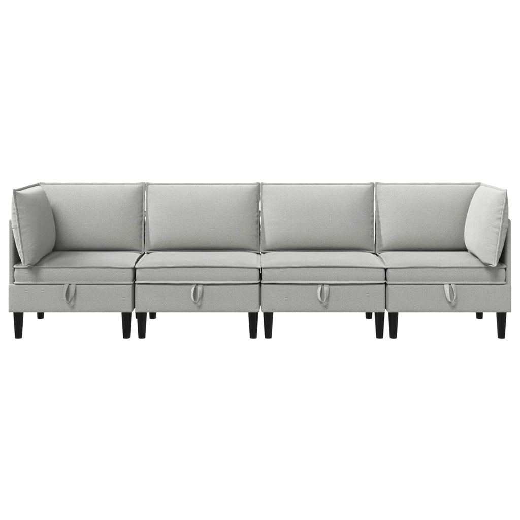 vidaXL Zestaw mebli do salonu 4 pcs jasnoszary tkanina