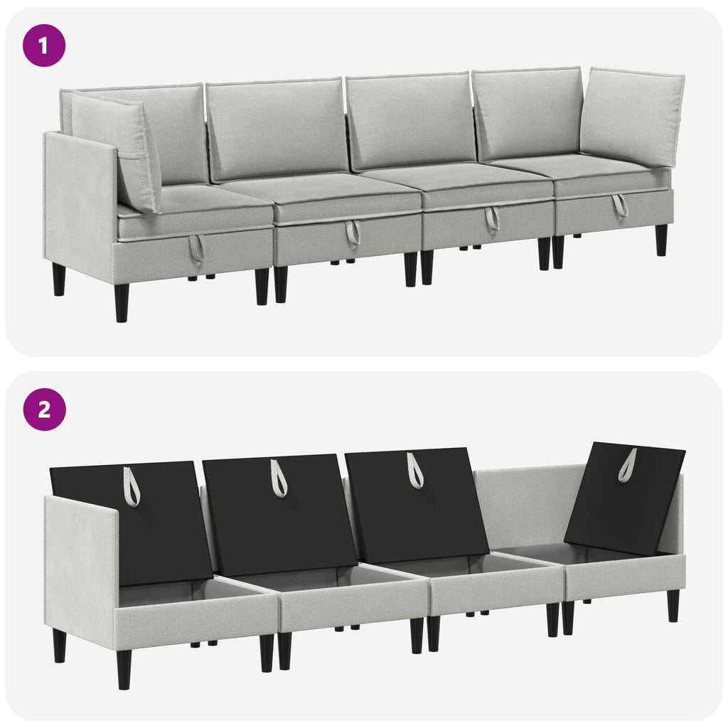 vidaXL Zestaw mebli do salonu 4 pcs jasnoszary tkanina