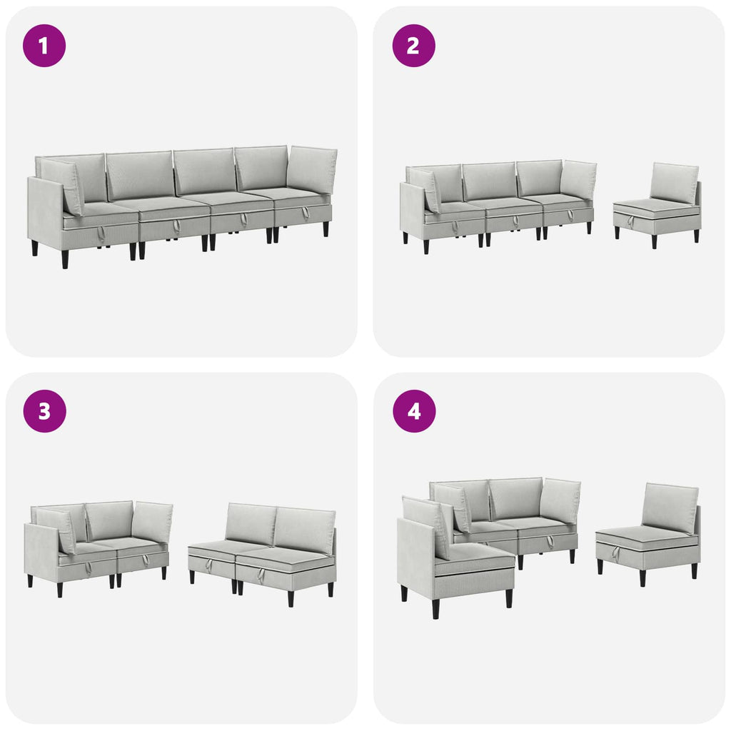 vidaXL Zestaw mebli do salonu 4 pcs jasnoszary tkanina