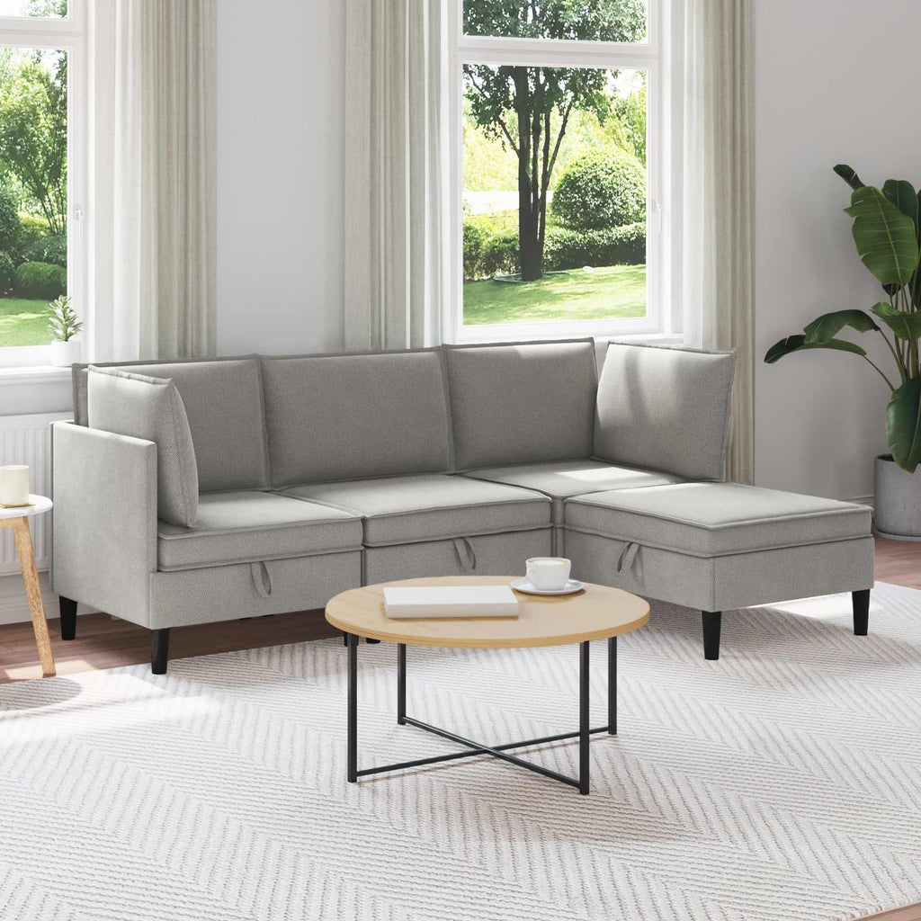 vidaXL Zestaw mebli do salonu 4 pcs jasnoszary tkanina