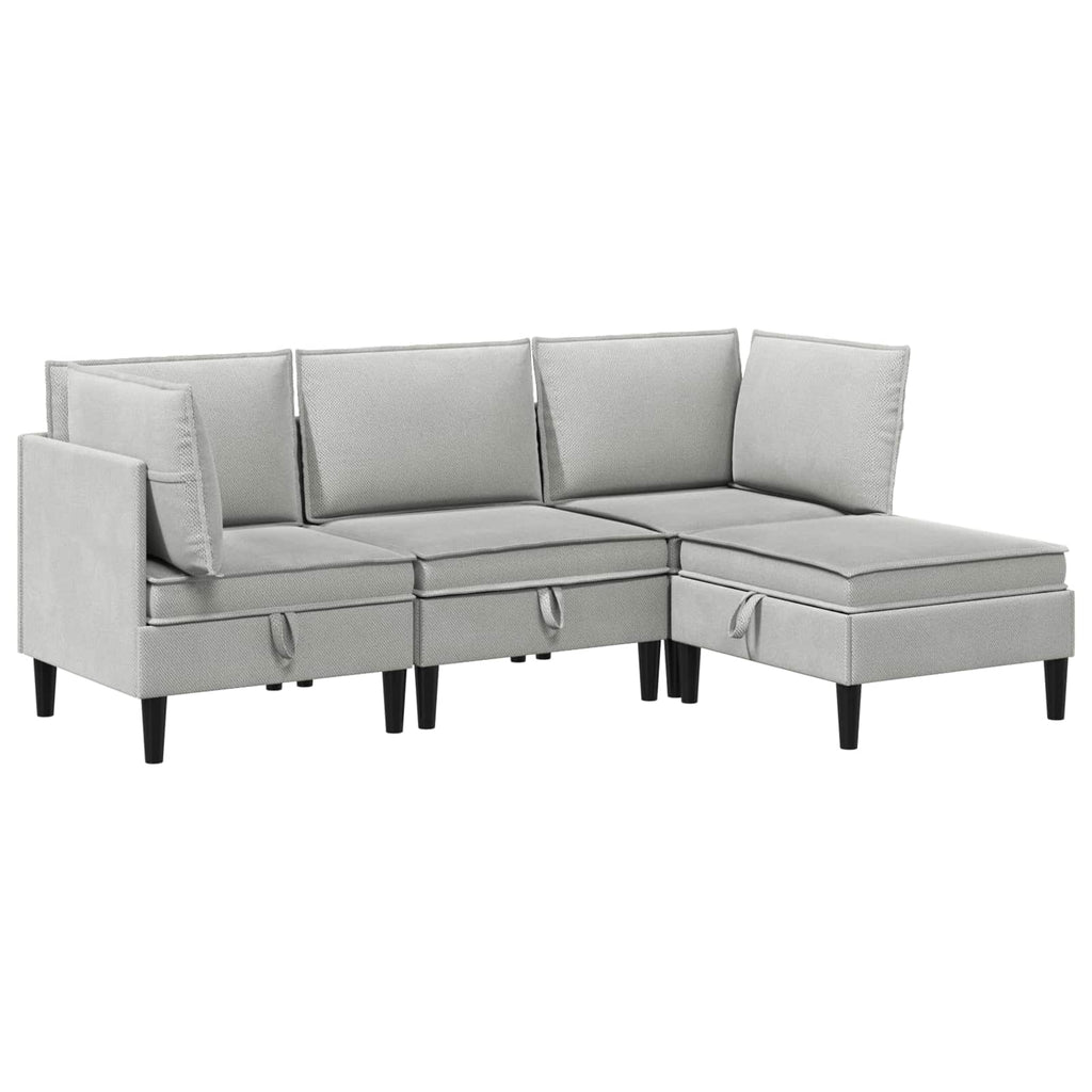 vidaXL Zestaw mebli do salonu 4 pcs jasnoszary tkanina