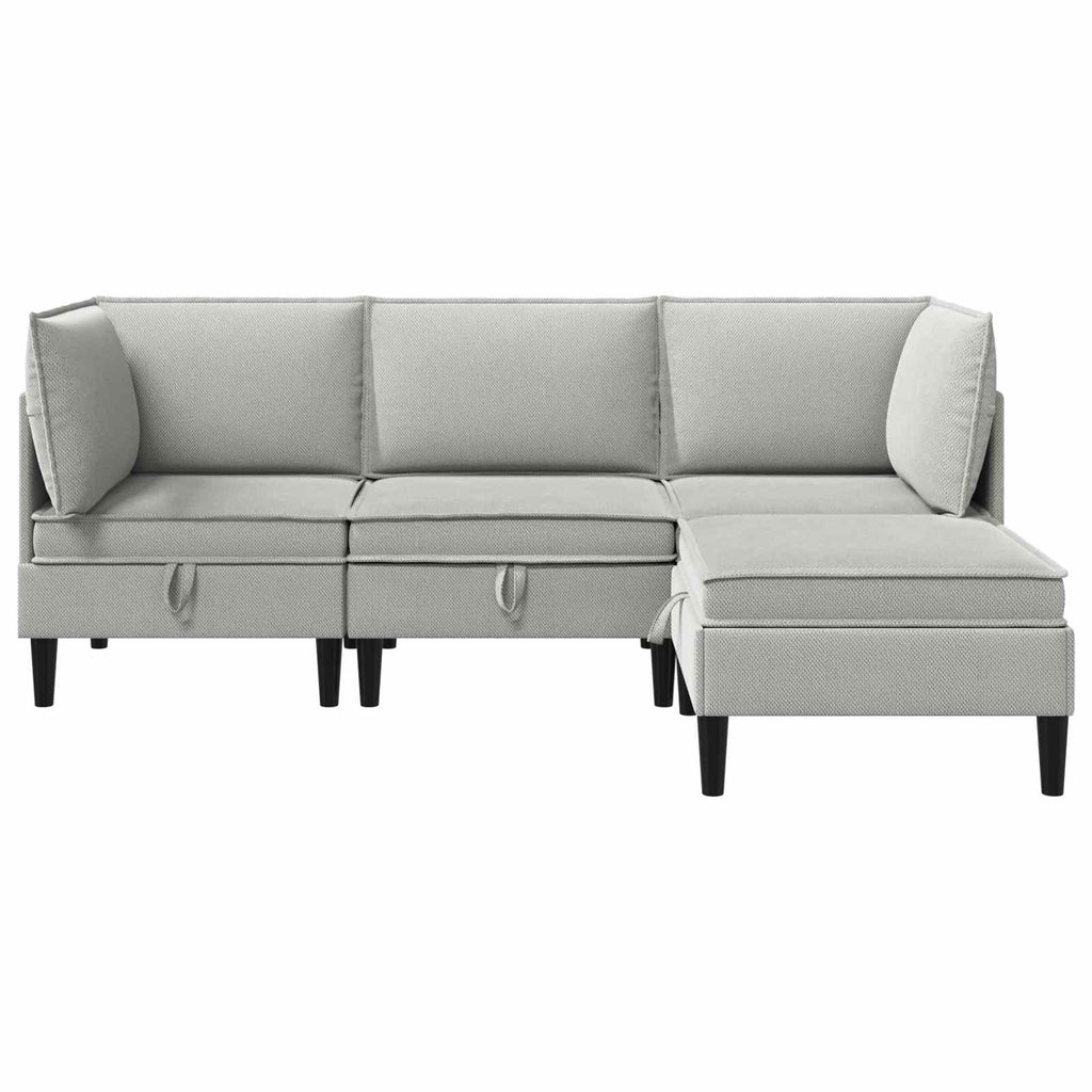 vidaXL Zestaw mebli do salonu 4 pcs jasnoszary tkanina