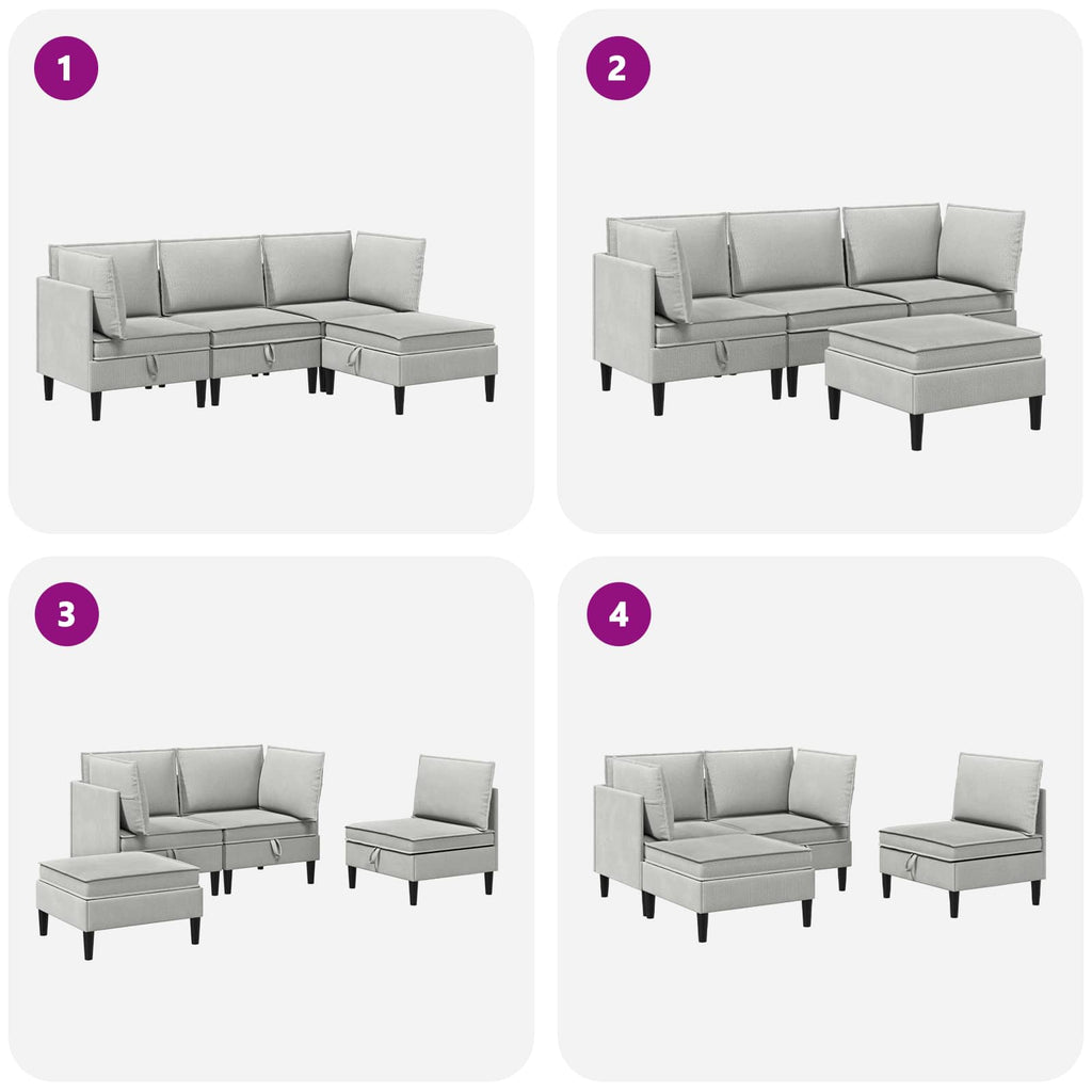 vidaXL Zestaw mebli do salonu 4 pcs jasnoszary tkanina