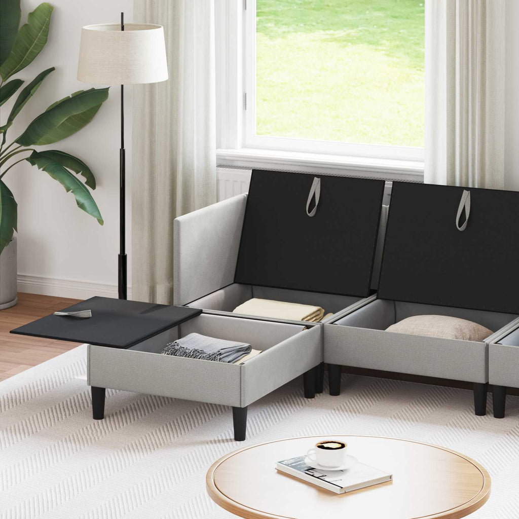 vidaXL Zestaw mebli do salonu 5 pcs jasnoszary tkanina