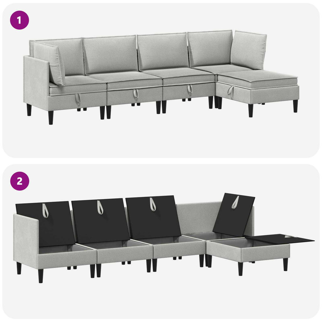 vidaXL Zestaw mebli do salonu 5 pcs jasnoszary tkanina