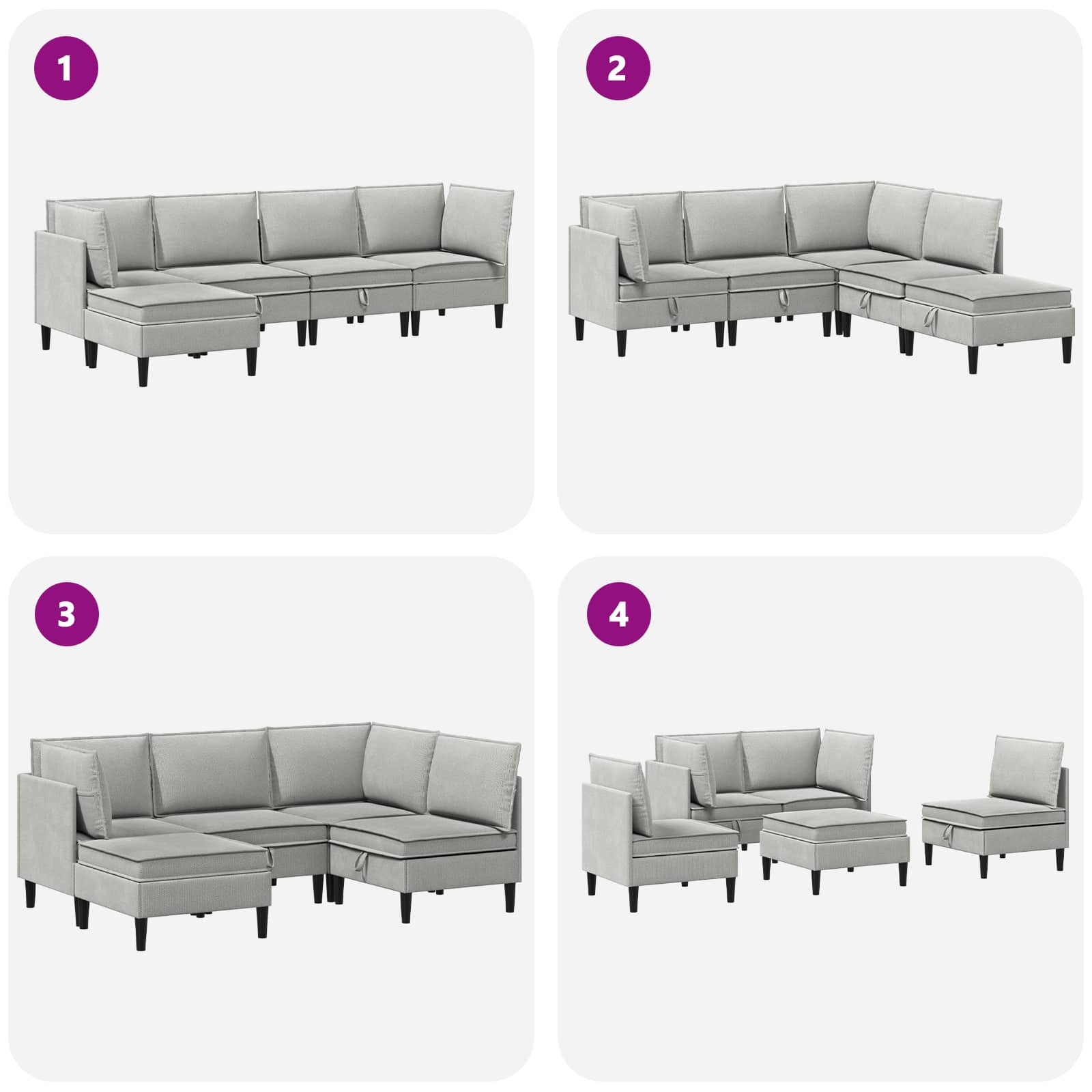 vidaXL Zestaw mebli do salonu 5 pcs jasnoszary tkanina