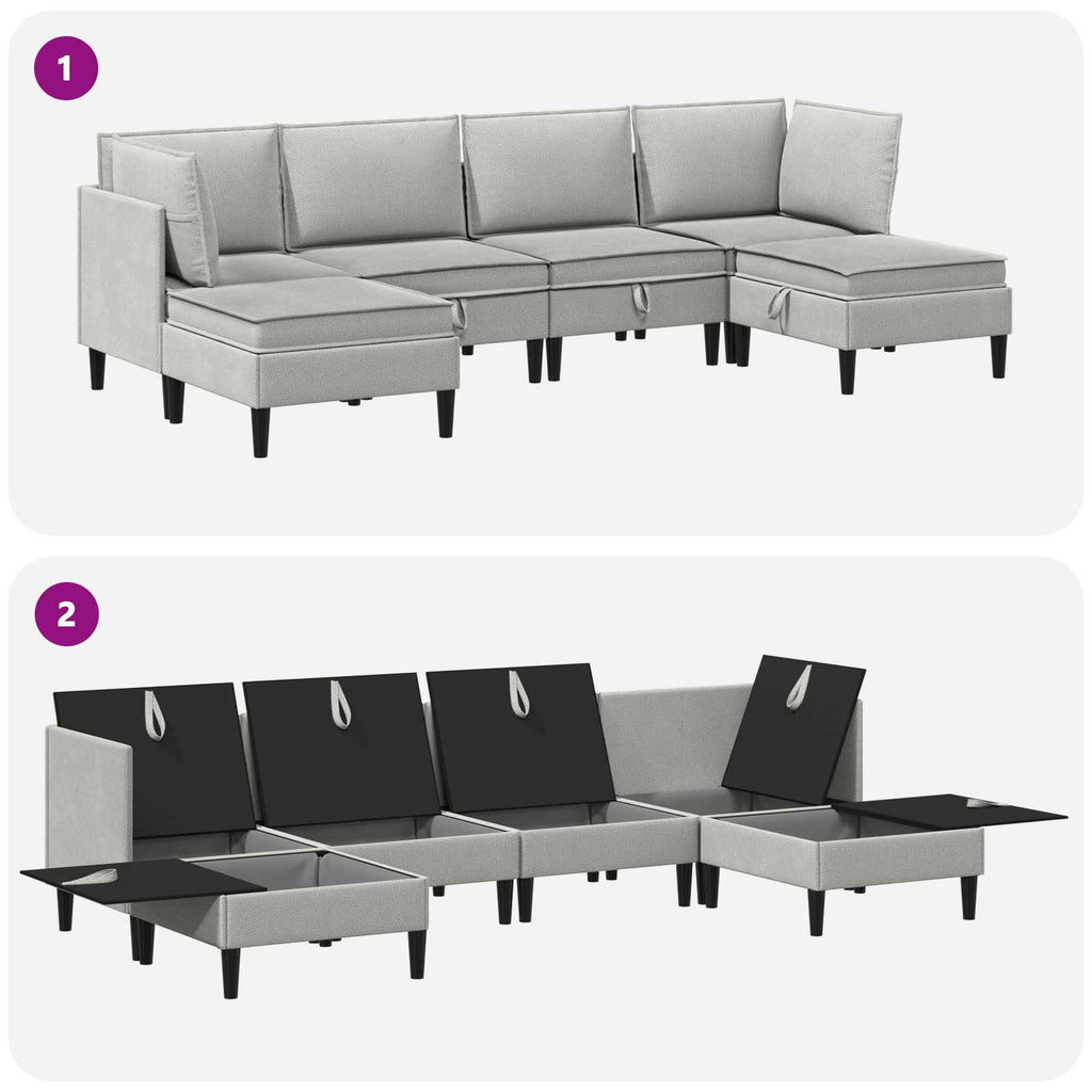 vidaXL Zestaw mebli do salonu 6 pcs jasnoszary tkanina