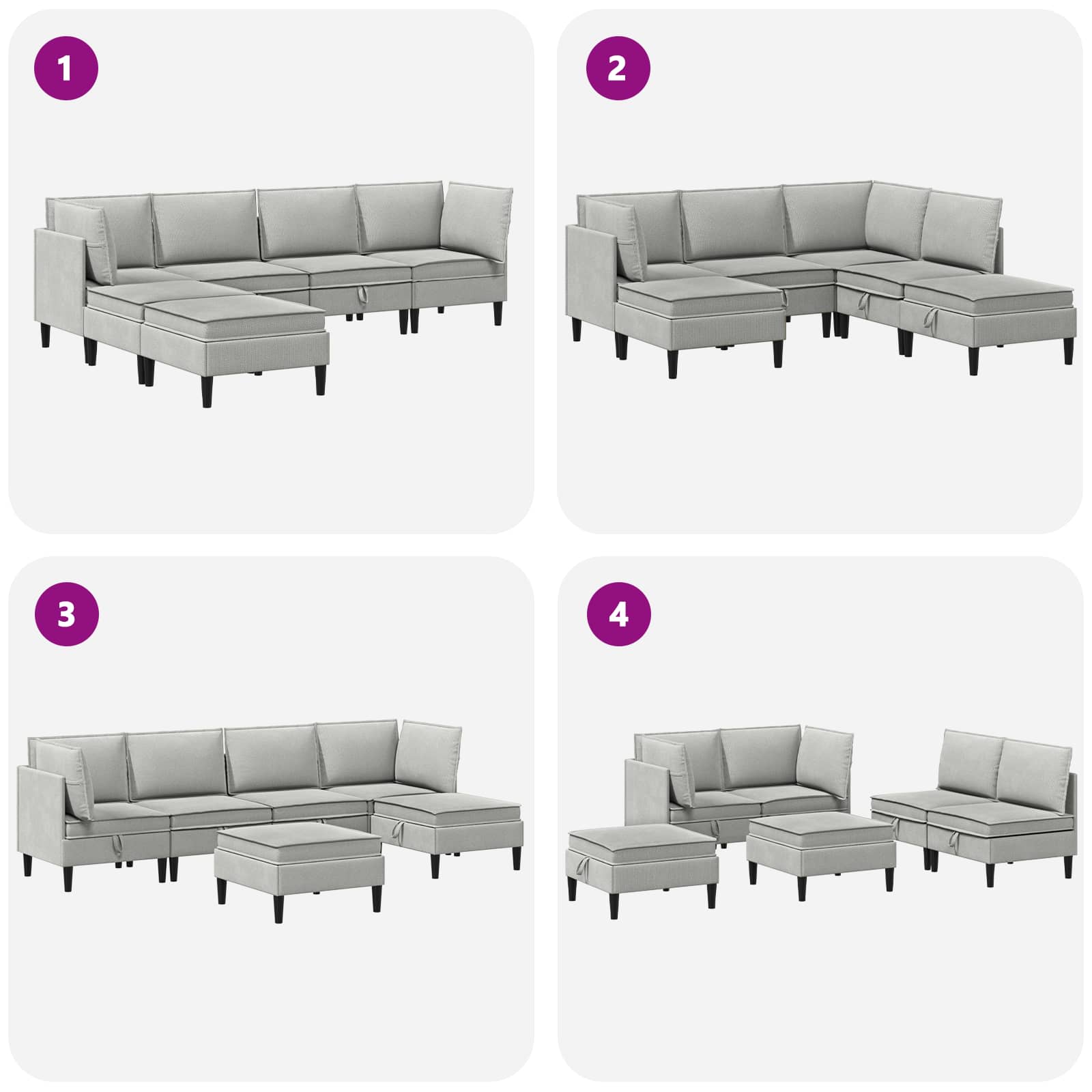 vidaXL Zestaw mebli do salonu 6 pcs jasnoszary tkanina
