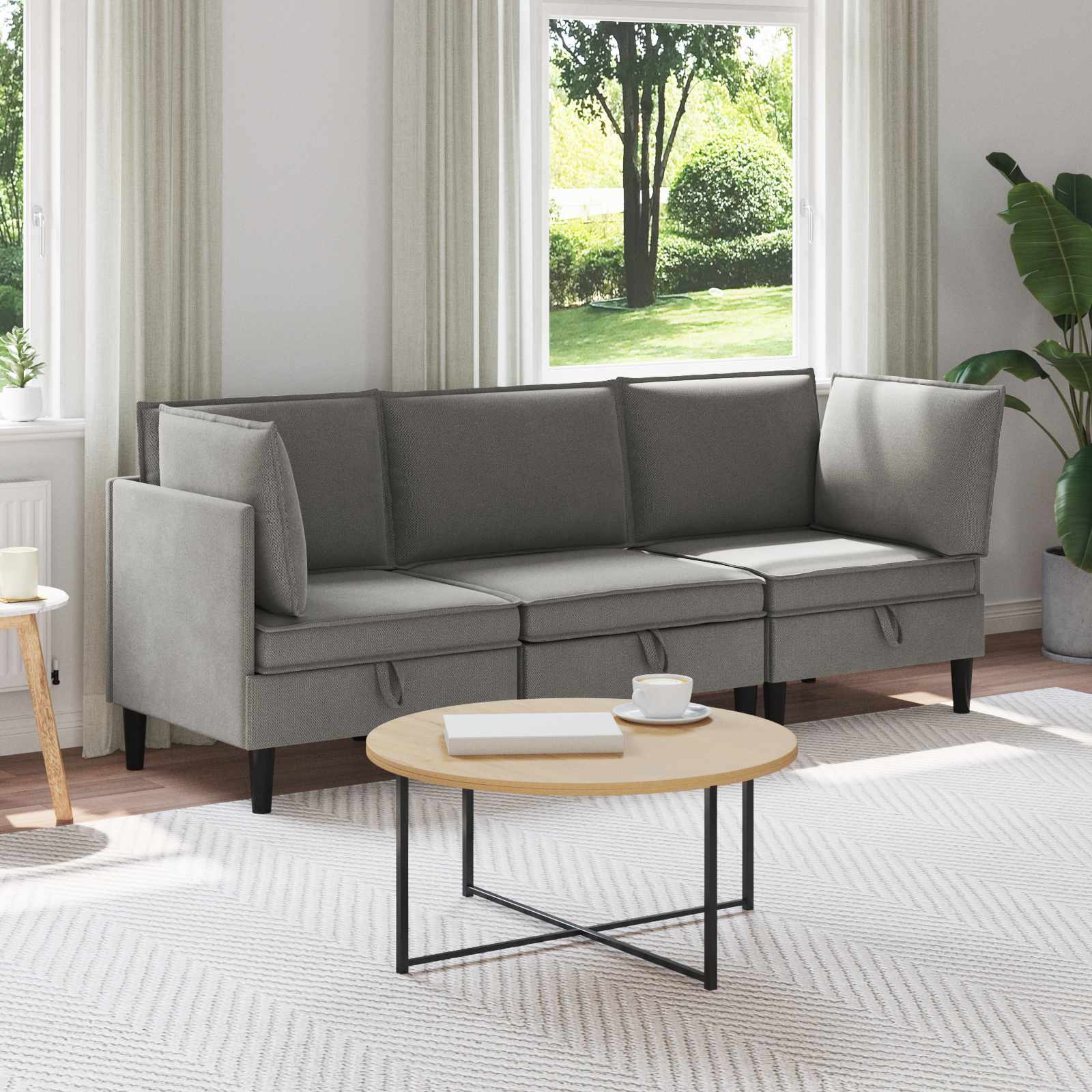 vidaXL Zestaw mebli do salonu 3 pcs ciemnoszary tkanina