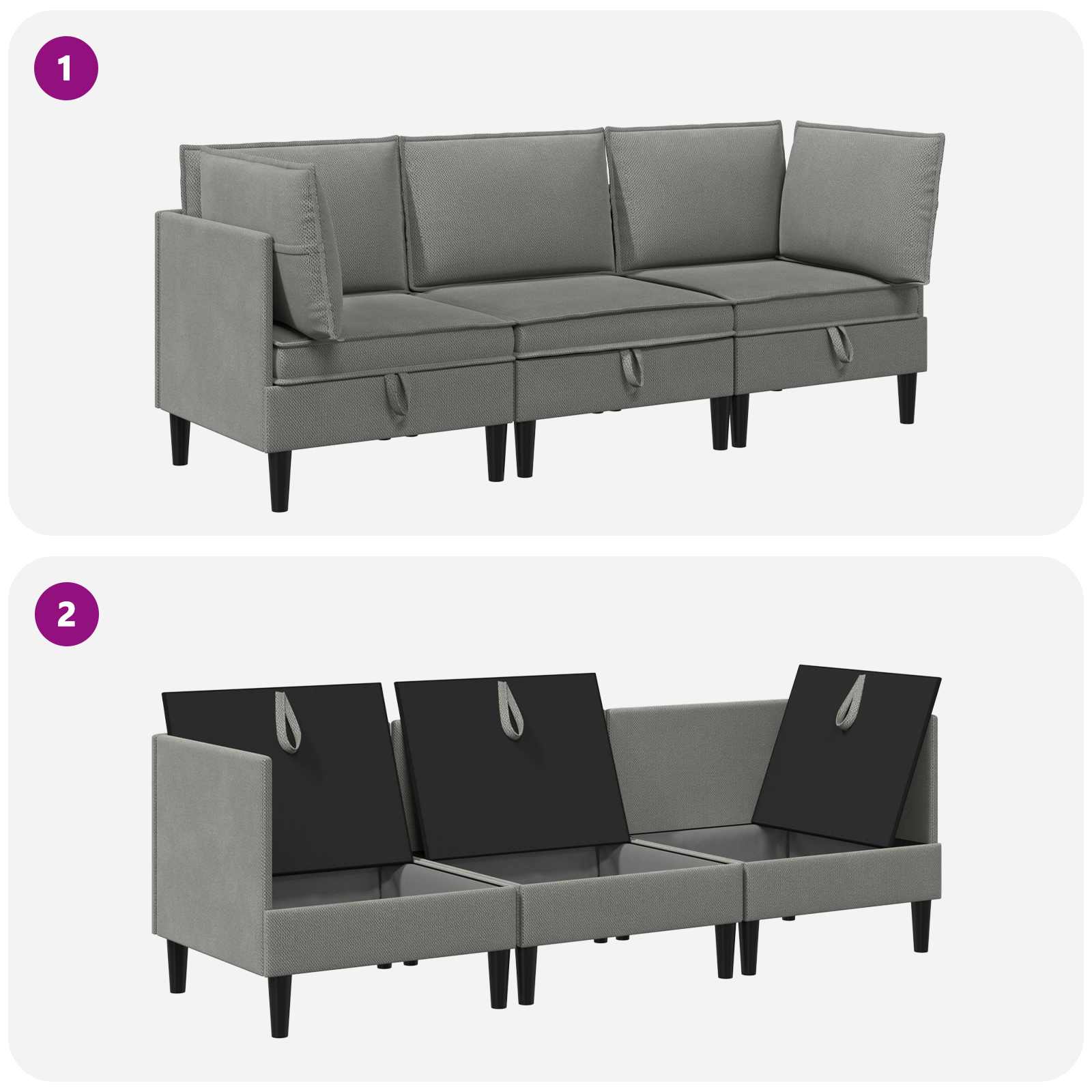 vidaXL Zestaw mebli do salonu 3 pcs ciemnoszary tkanina
