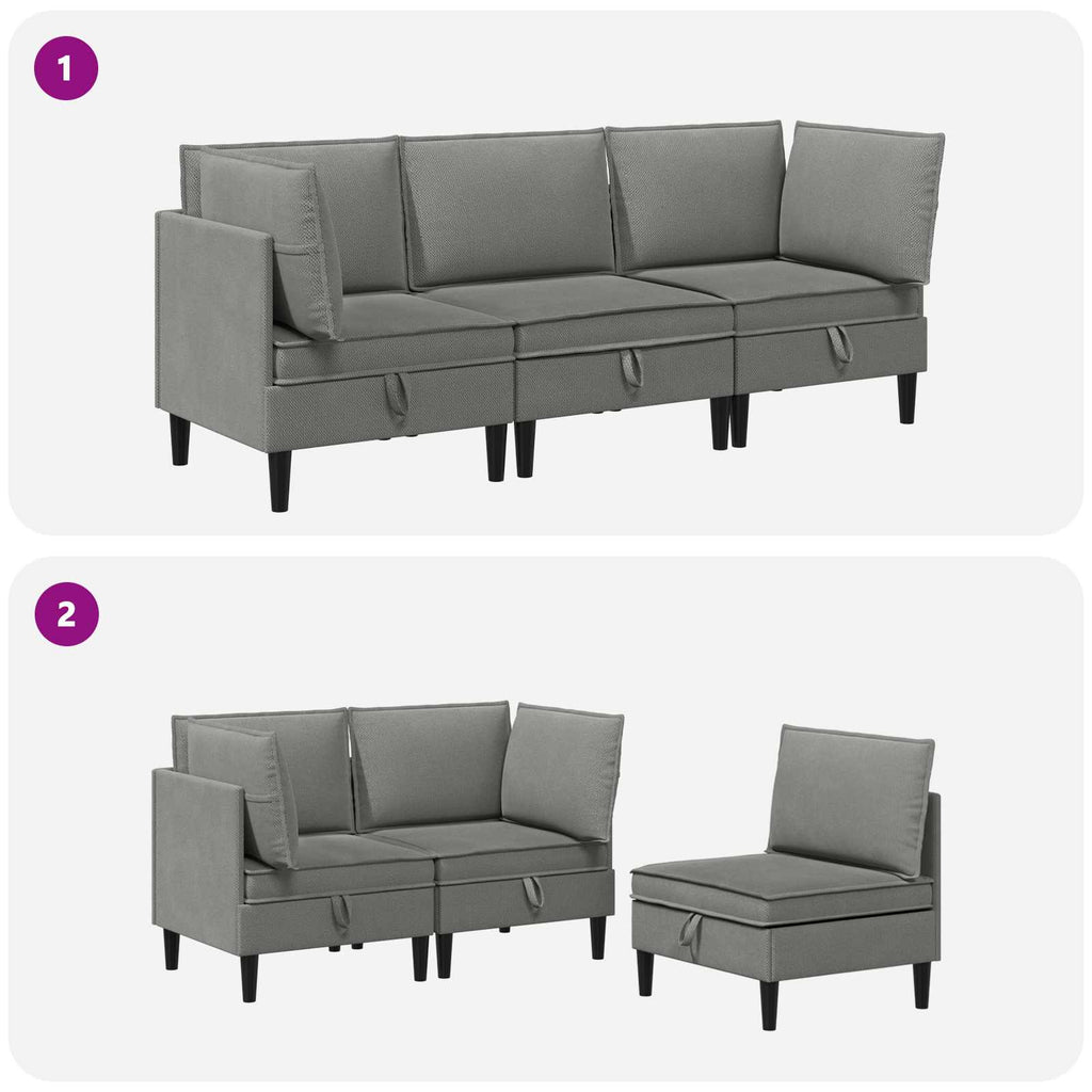 vidaXL Zestaw mebli do salonu 3 pcs ciemnoszary tkanina