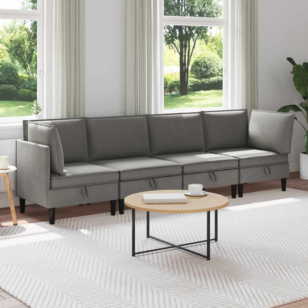 vidaXL Zestaw mebli do salonu 4 pcs ciemnoszary tkanina
