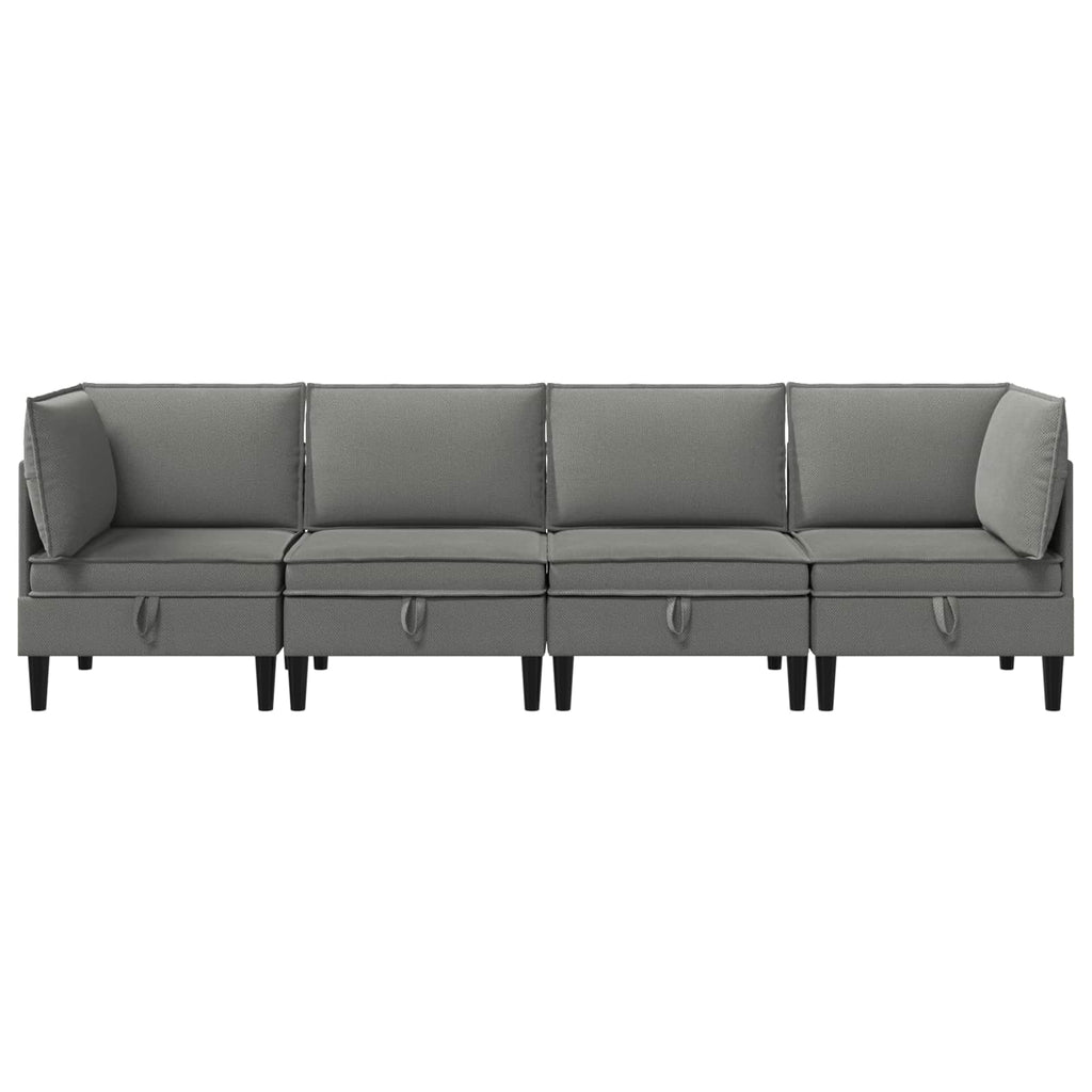vidaXL Zestaw mebli do salonu 4 pcs ciemnoszary tkanina