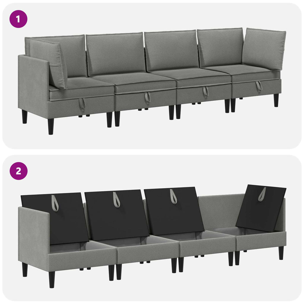 vidaXL Zestaw mebli do salonu 4 pcs ciemnoszary tkanina