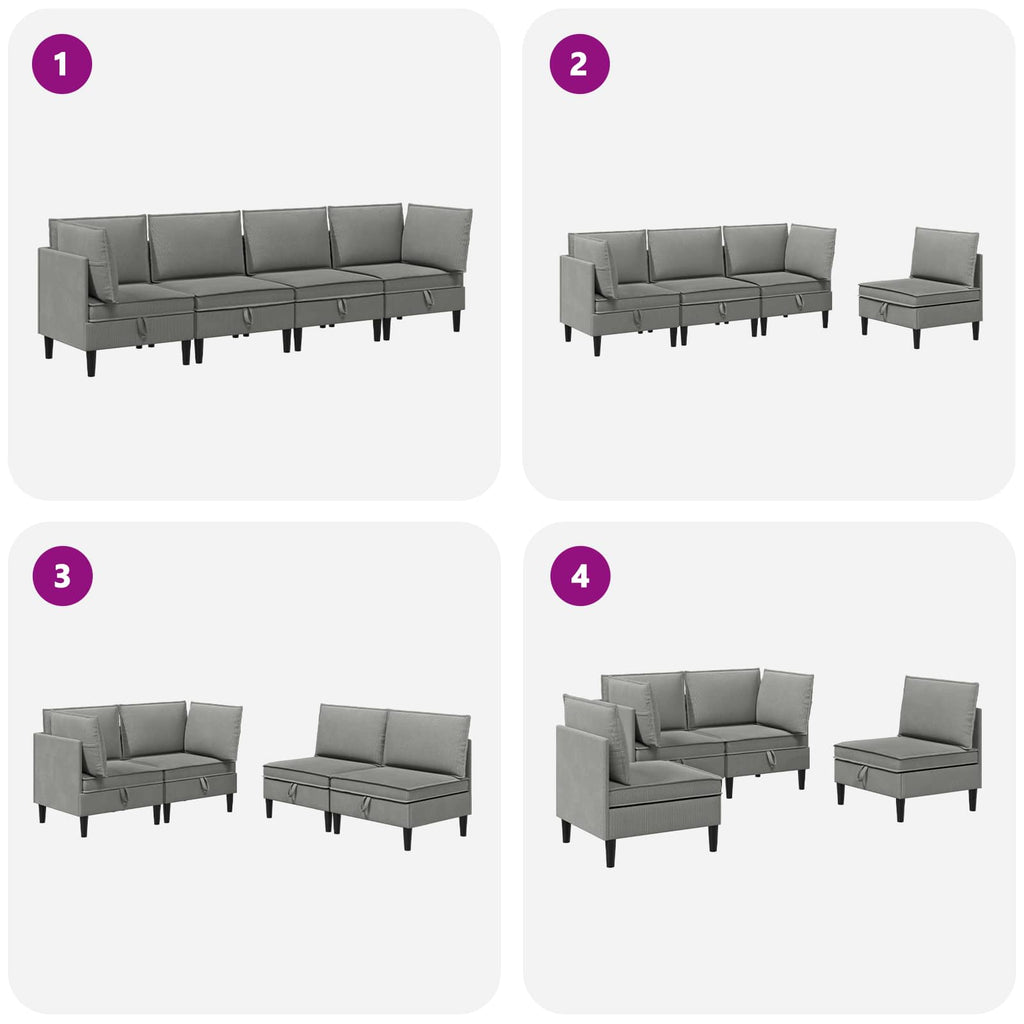 vidaXL Zestaw mebli do salonu 4 pcs ciemnoszary tkanina