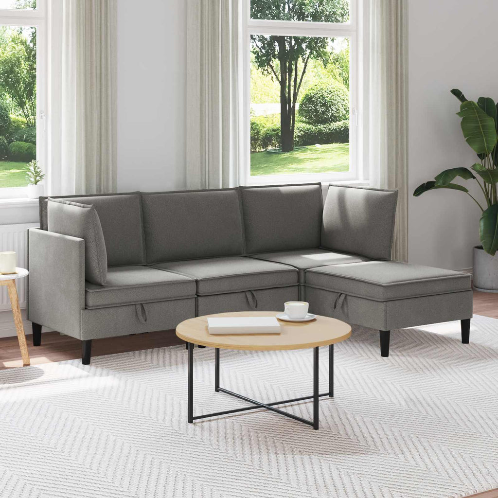 vidaXL Zestaw mebli do salonu 4 pcs ciemnoszary tkanina