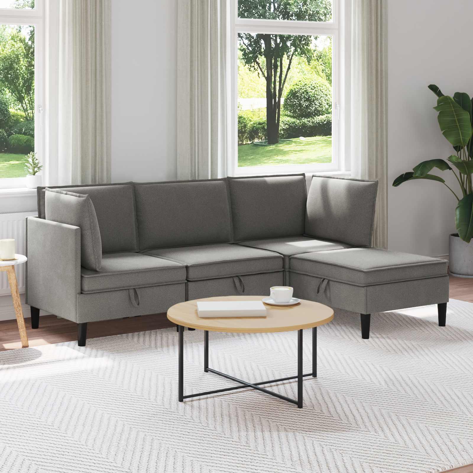 vidaXL Zestaw mebli do salonu 4 pcs ciemnoszary tkanina