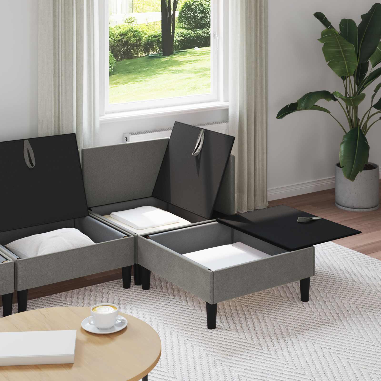 vidaXL Zestaw mebli do salonu 4 pcs ciemnoszary tkanina