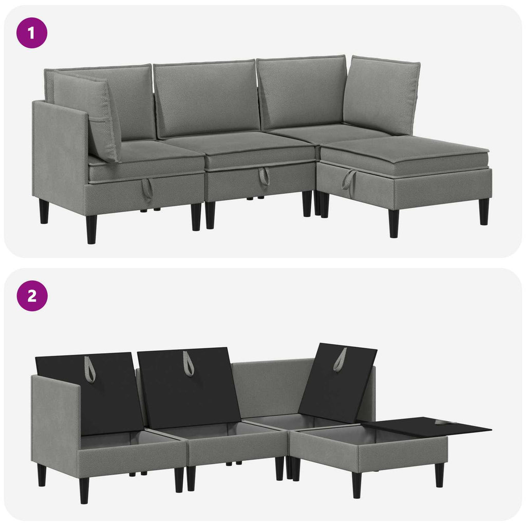 vidaXL Zestaw mebli do salonu 4 pcs ciemnoszary tkanina