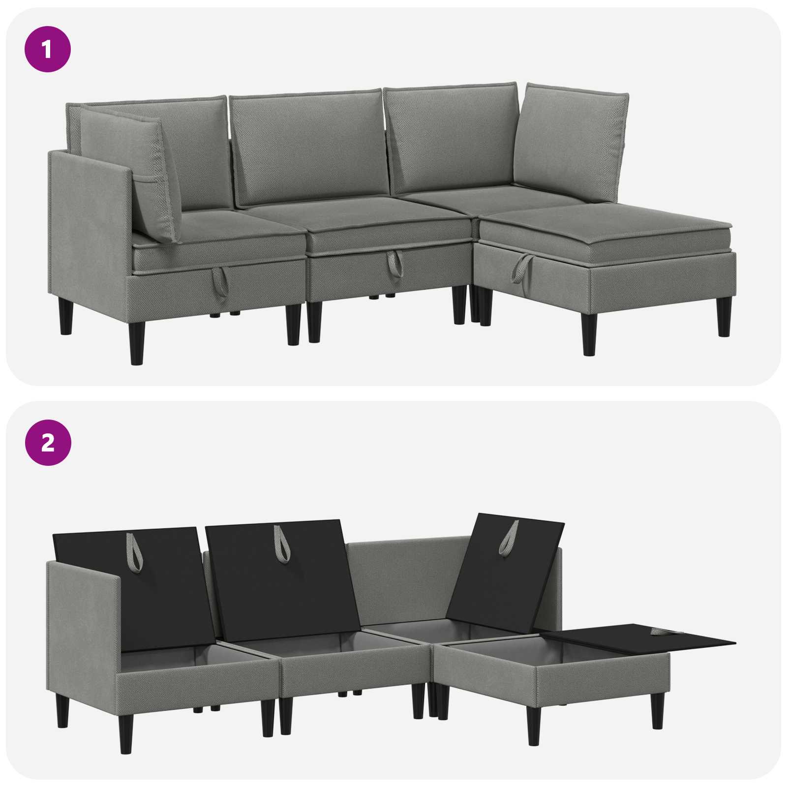 vidaXL Zestaw mebli do salonu 4 pcs ciemnoszary tkanina