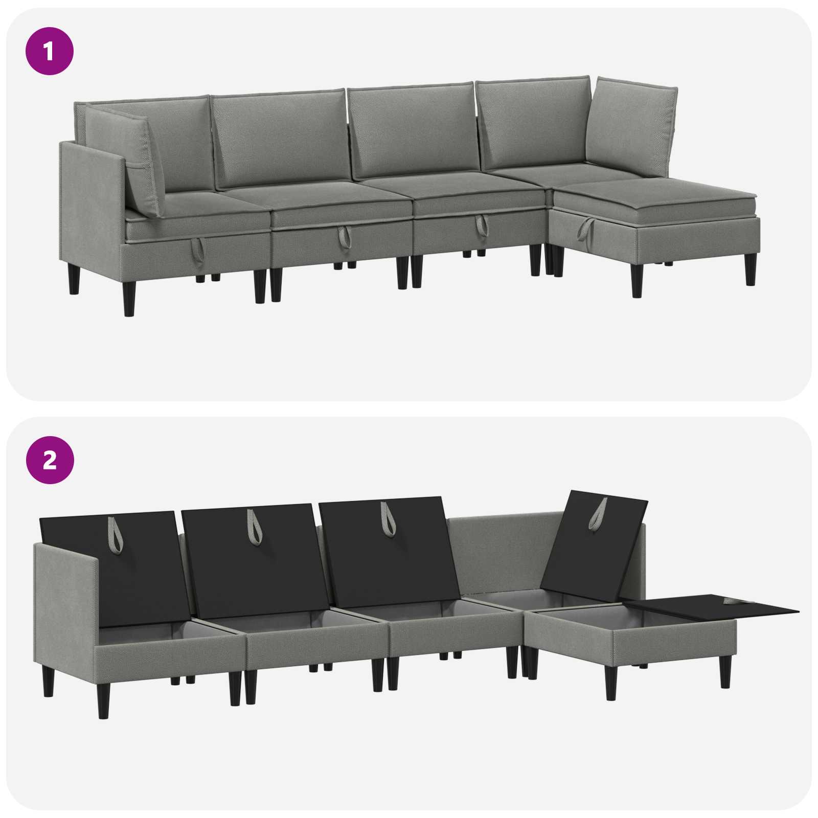 vidaXL Zestaw mebli do salonu 5 pcs ciemnoszary tkanina