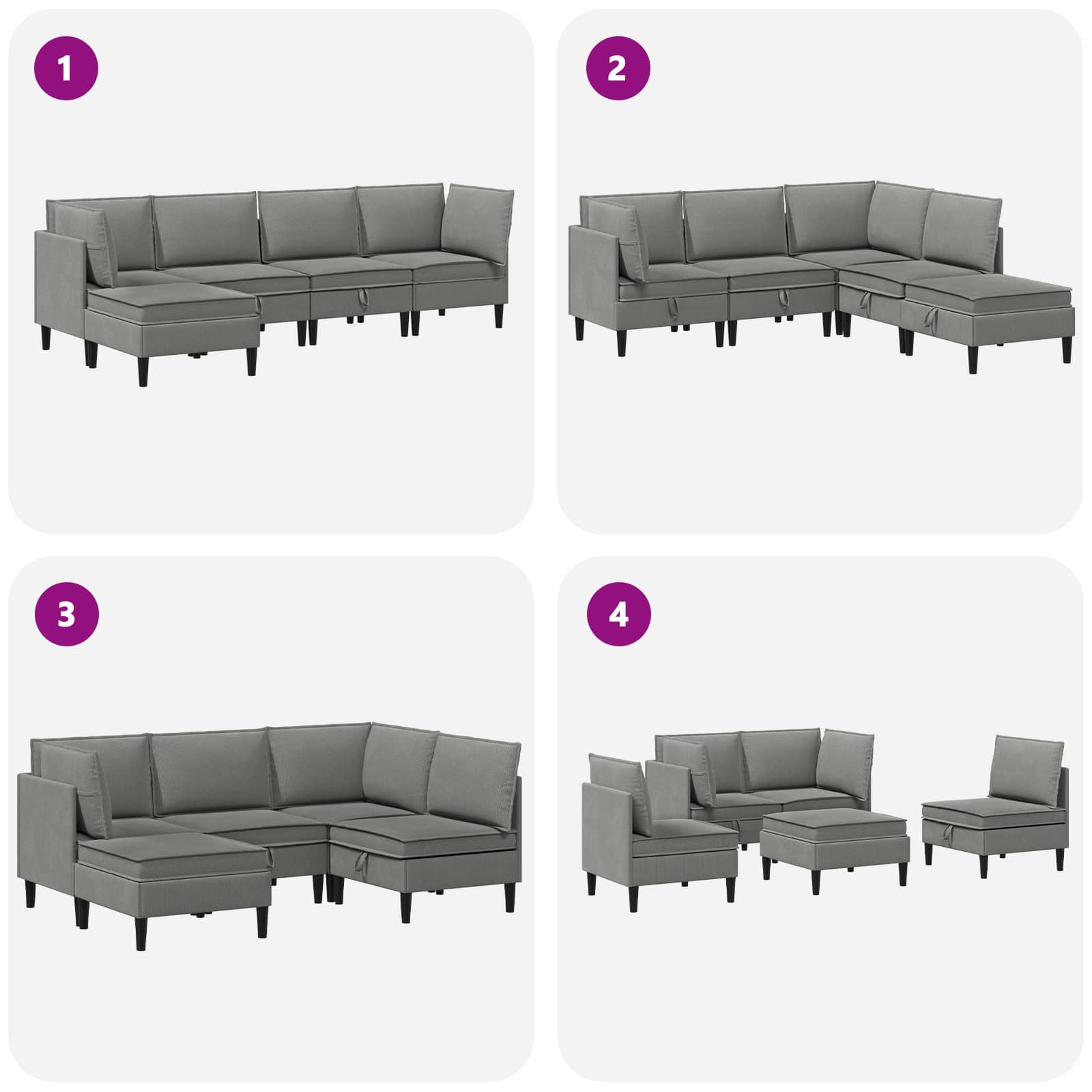 vidaXL Zestaw mebli do salonu 5 pcs ciemnoszary tkanina